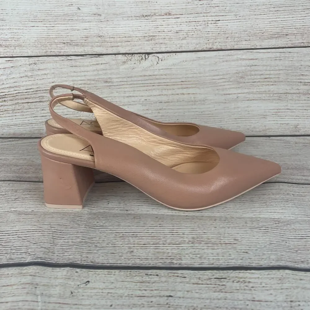 AGL Dodi Womens EU 36 US 6 Slingback Heels Nude Tan Pointed Toe